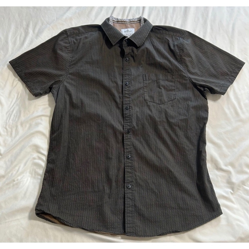 Craft + Flow Mens Black Tan Mini Square Dot Button Down Shirt M A-CTNDAWN-MN